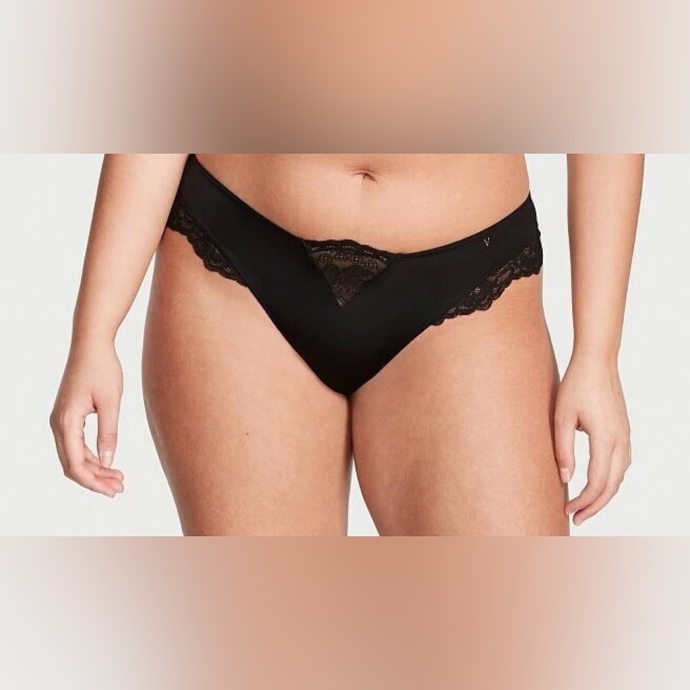 Victoria’s Secret Very Sexy Micro Lace Inset Thong Panty Black